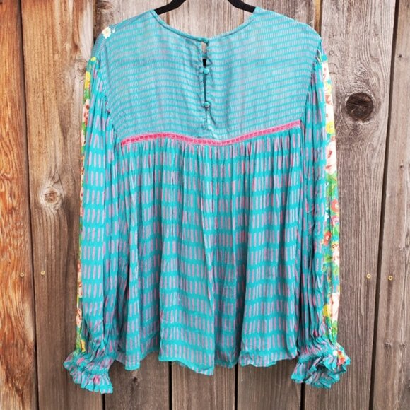 Anthropologie Blnk London Blue Pink Floral Top - Picture 6 of 9